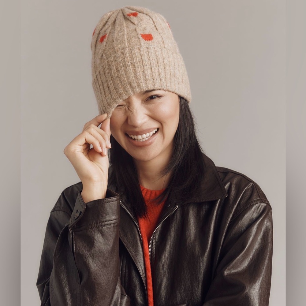 Maeve Polka Dot Cable Beanie